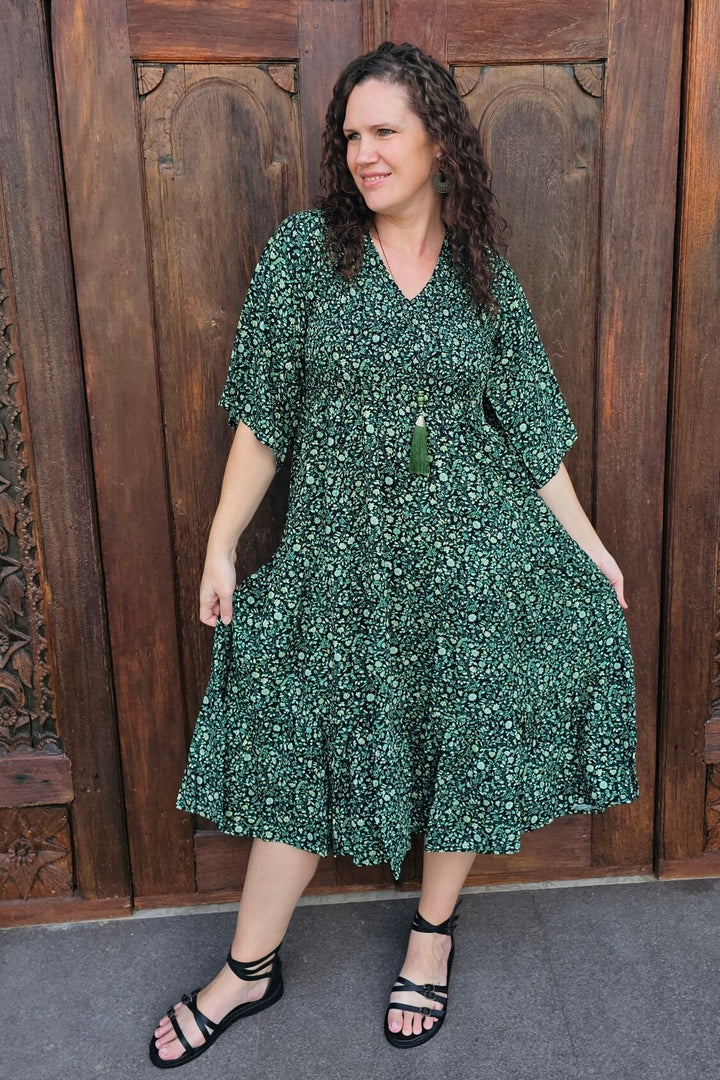 Green Bloom Arya Midi Dress