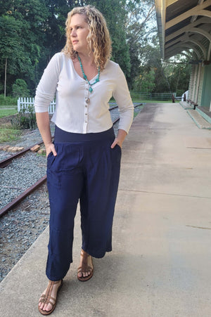 Navy Plus Size Pants | Navy Tummy Shaper Pants | Willow & Spring